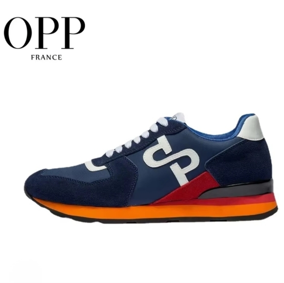 OPP France High Fashion Suede Sneaker Athletic Shoe Blue Orange | Men\'s Size 9 main image 6